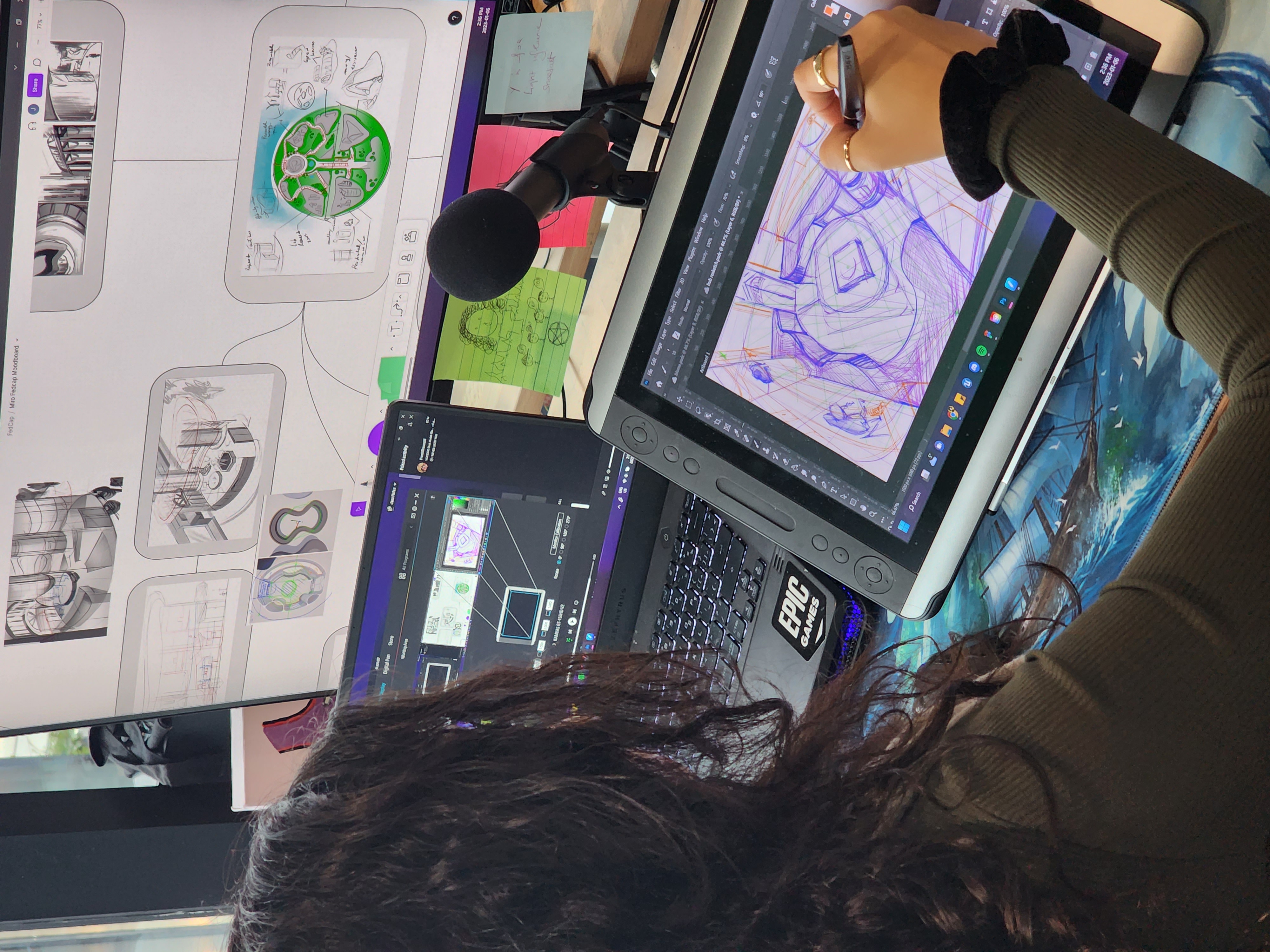 Designer working on VR content creation